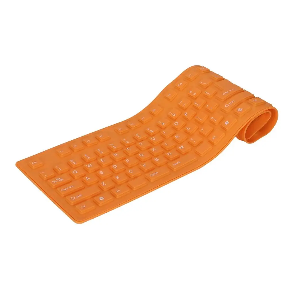 Portable 109 Keys Silicone Keyboard Plug and Play Waterproof USB Wired Keyboard Green,Yellow,Orange Silent Keyboard Gaming
