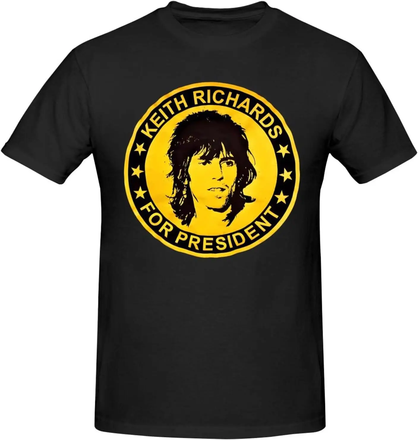 Keith Music Richards T-Shirt Men's Cotton Performance Basic Short Sleeve T-Shirt Tops Tees Black