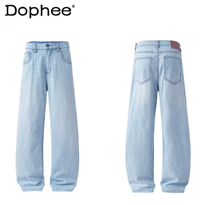 

Men's 2026 Summer Loose Thin Jeans Men's Trendy Wide-leg Straight Comfort Denim Trousers Simple Pocket Decoration Denim Pants