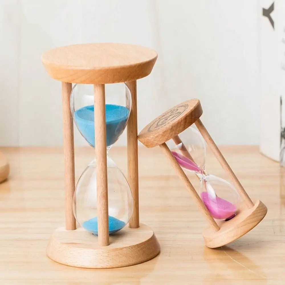 Portable Stable Connection Wooden Hourglass Wooden 1/3/5 Minutes Round Hourglass Timers No Deformation 5 colors Kitchen