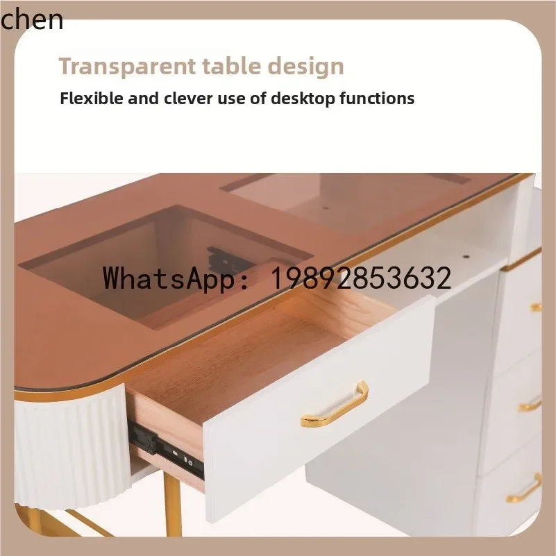 Custom Nail Tables Manufacturer Wholesale Tea Color Glass Top Nail Tables Nail Tables