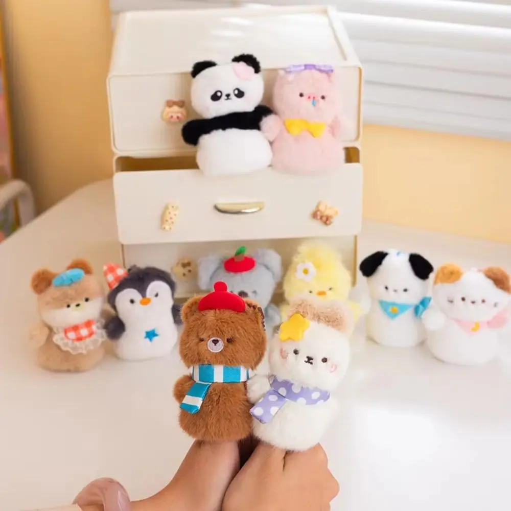 หุ่นนิ้วสัตว์ 1 คู่ แบบจำลองกระต่าย/หมี ตุ๊กตาเพนกวิน สำหรับเล่านิทาน การศึกษาปฐมวัย หุ่นนิ้วเล่านิทาน