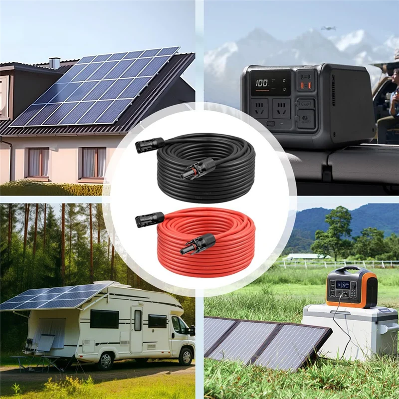 

Fresh Red Black Double Ends Solar Extension Cable 6Mm2 Connector Solar For Photovoltaic Solar Systems Solar Charge Cable Adapter