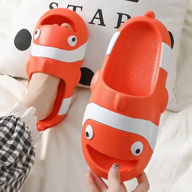 Home Slippers Cloud House Shoes Platform Women Summer Beach Slides Indoor Non Slip Flip Flops clownfish Cartoon Kawaii children