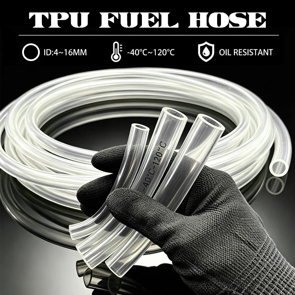 TPU Fuel Pipe ID 4‑16mm Anti‑Aging Wear Resistant High Pressure Anti‑Leak Petrol Tube for Small Diesel Engine Oil Fuel Transport