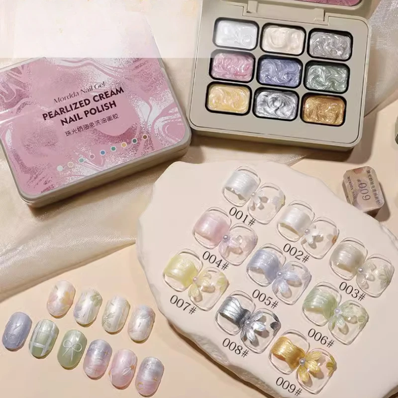 3D تأثير بيرليسسينت كريم النفط اللوحة هلام الرسم سوبر الملمس اللوحة هلام نقع قبالة الأشعة فوق البنفسجية LED شبه النمذجة الطلاء مسمار الفن هلام