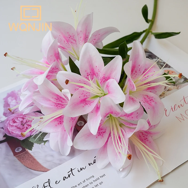 1 Stück, simulierte Seide 10 Köpfe lange Lilie, Heim hochzeits bühnen dekoration, Blumen arrangement, passende Materialien, Fotografie Requisiten – Detail 12