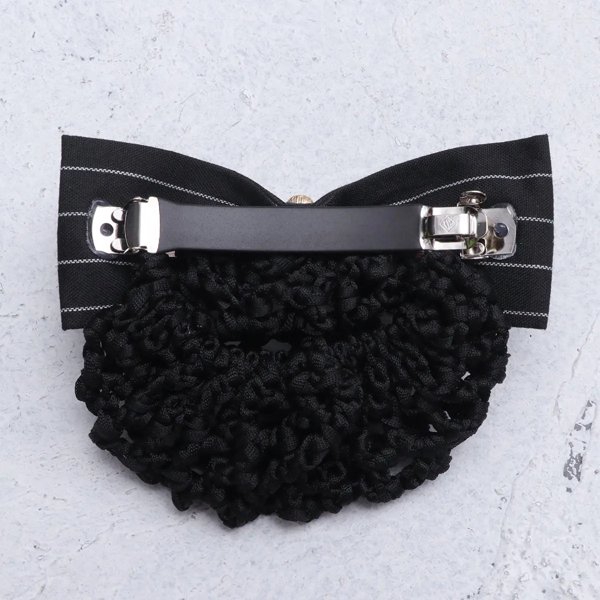 

Сетка для волос с бантом и жемчугом, толстая сетка, черно-белая полоска, элегантный женский снуд для работы, вечеринок, свиданий, для причесок-пучков