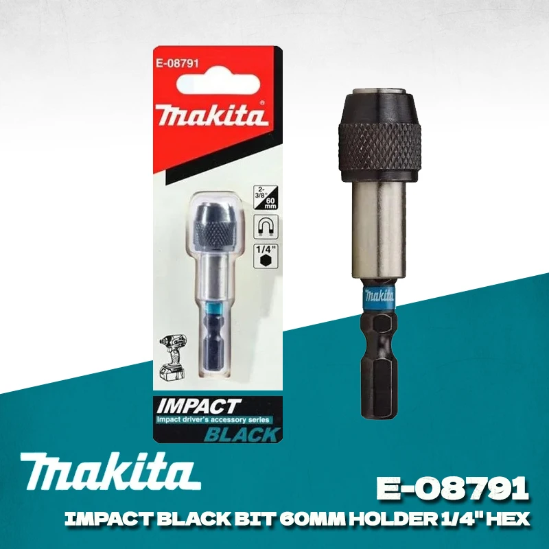 

MAKITA E-08791 ударная черная бита, держатель 60 мм, 1/4 дюйма, шестиугольная ручка, магнитная втулка, адаптер для аксессуаров для электрической дрели