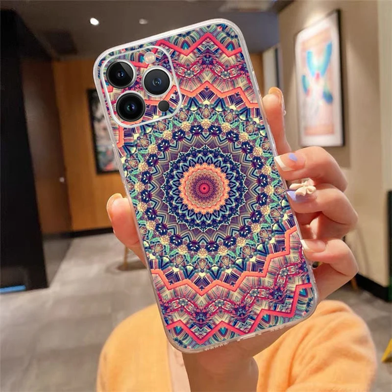 

Phone Case For iphone 17 Pro Max Air 17 16 15 14 13 Pro Max 15Plus 15 16 Pro Mandala flower totem