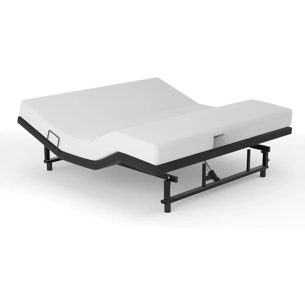 King Adjustable Bed Frame Base, Wireless Remote Control,USB Charging Station, Silent Motor,  Anti-Sliping Suede Cover,Bed Frames