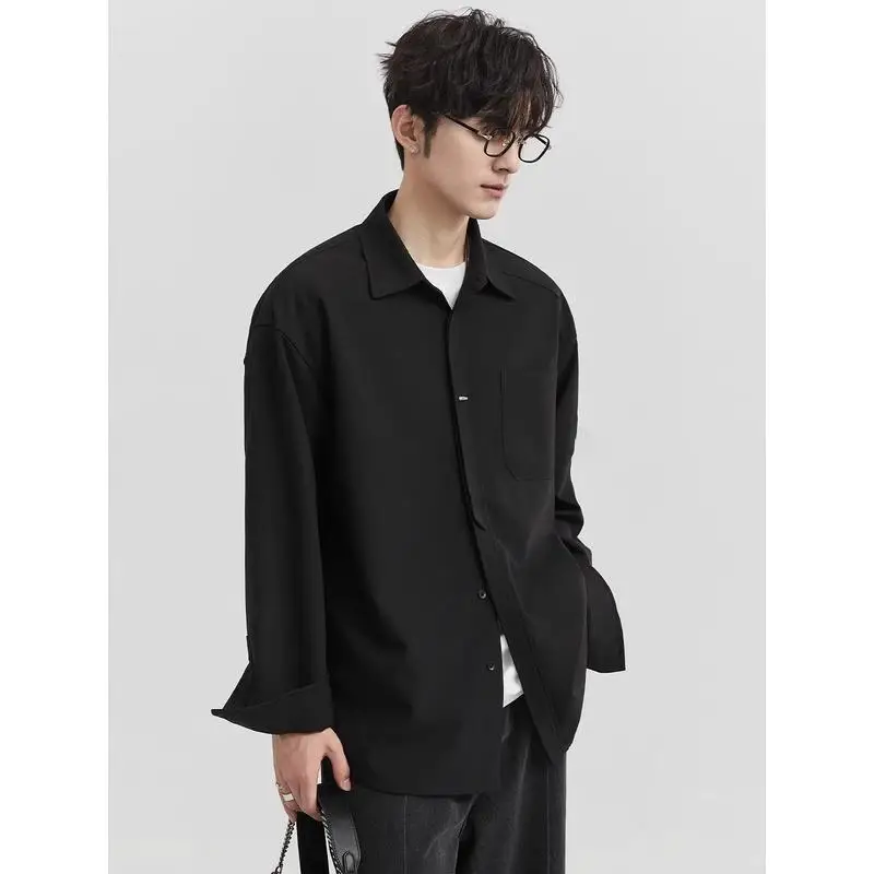 

Высококачественная мужская дизайнерская одежда Long Sve irt Luxury Loose Fit Thiened весенне-осеннего цвета с отложным воротником Busin Wear