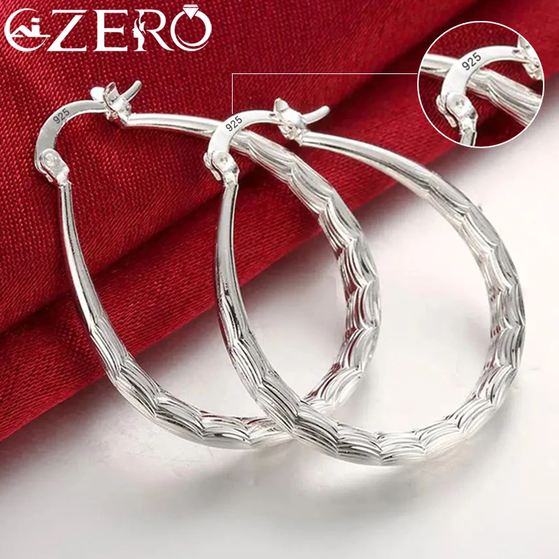 

ALIZERO 925 Sterling Silver 30mm U Shape Hoop Earrings For Women Lady Trend European Charm Fashion Party Jewelry Gift