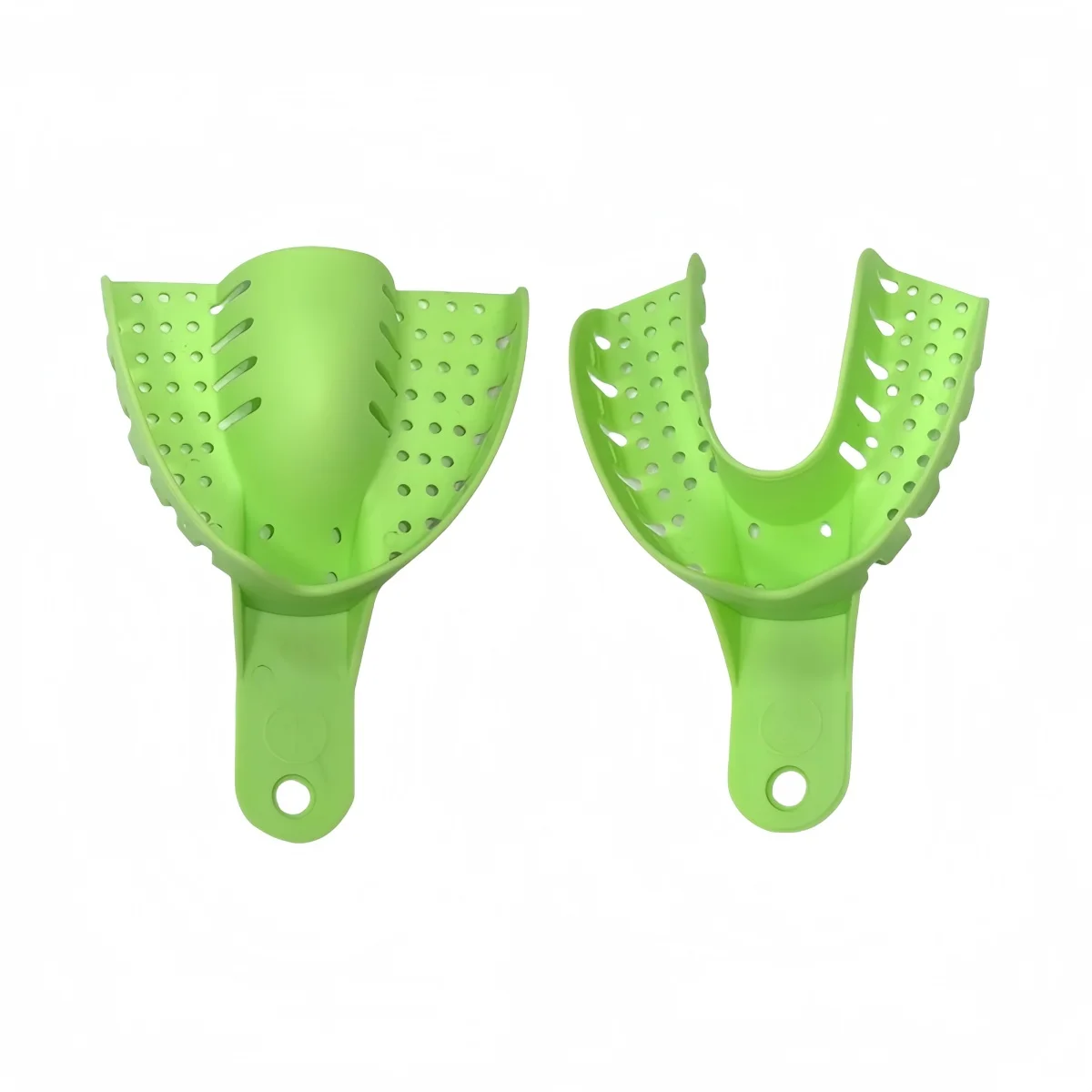 10 قطعة/المجموعة/مجموعة صواني انطباع بلاستيكية للأسنان قابلة للتعقيم بالحجم الكامل أدوات مختبر خضراء قابلة للتعقيم مستلزمات طبيب الأسنان #4