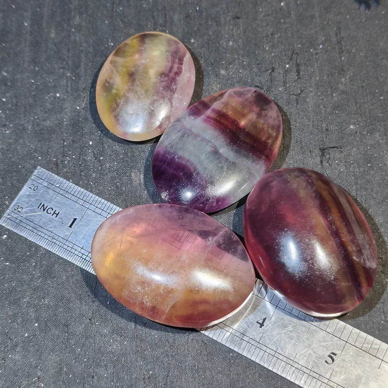 # Hot Sales Natural Tumbled Stone Rainbow Fluorite Flat Palm Tumbled Oval Flat Gemstones Healing Crystal Stone Palm Wholesale