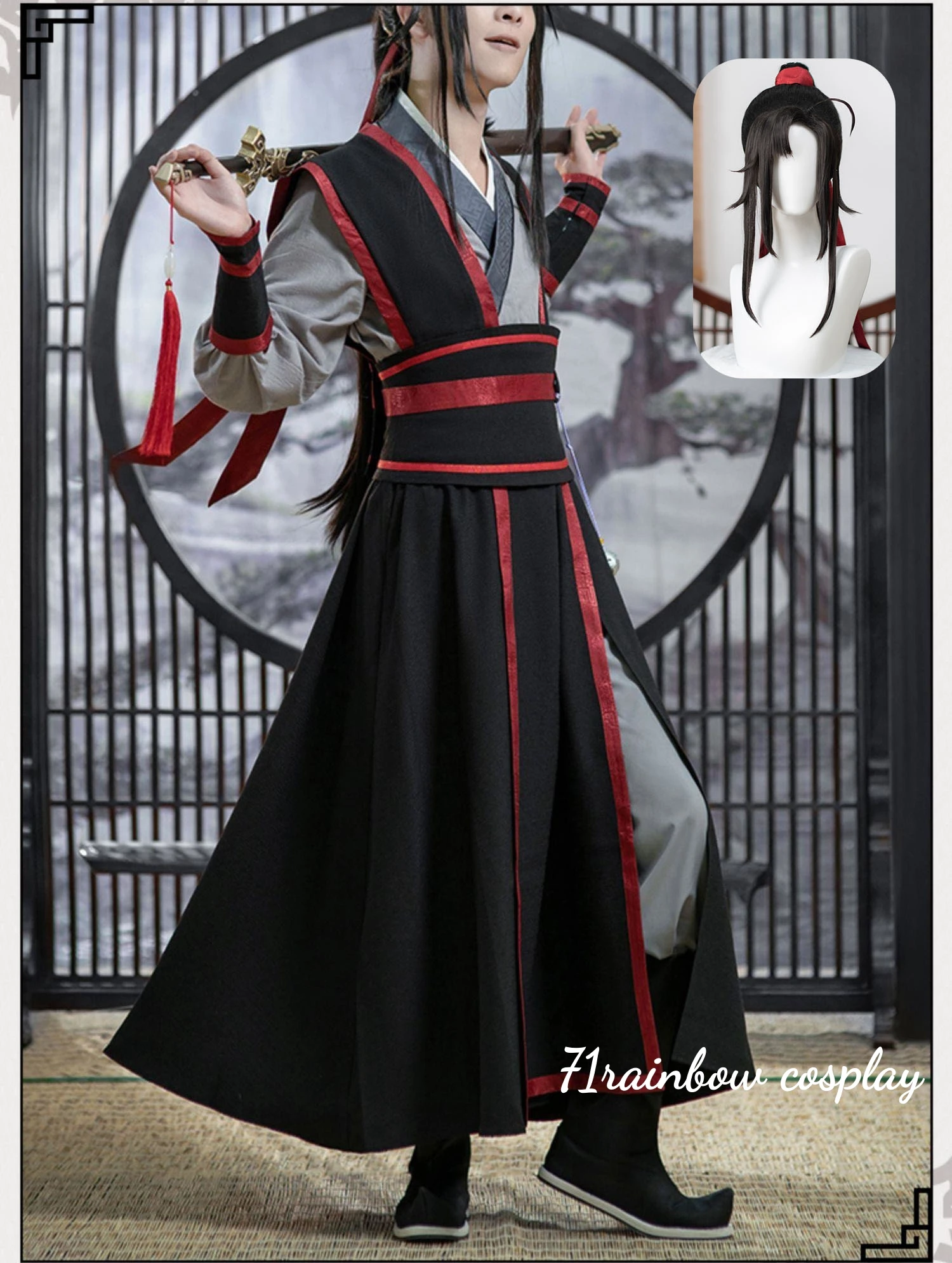 Anime Wei Wuxian Cosplay Mo Dao Zu Shi Cosplay Costume Juvenile Shounen Wei Wu Xian Cosplay Uniforms Sets Wig Costumes