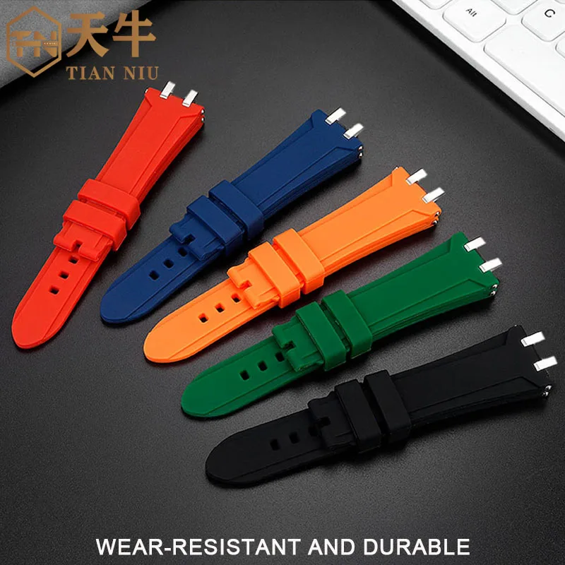 

24mm For Tudor M28600 M28603 Dial 41mm Silicone Rubber Waterproof Watch Bracelet with Steel Metal Head Particles Men Watchband