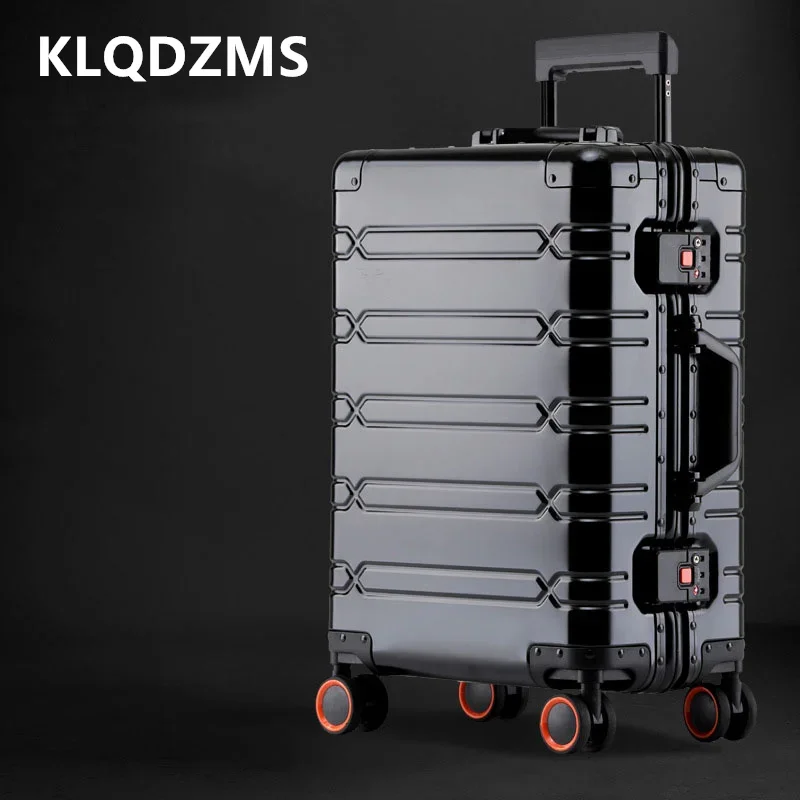 KLQDZMS Luggage Travel Bag Full Aluminum Magnesium Alloy Boarding Box Business Trolley Case Universal Wheel Rolling Suitcase
