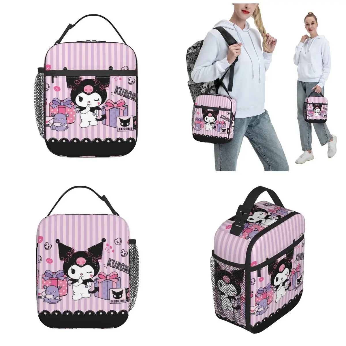 Kuromi-fiambrera con aislamiento de Hello Kitty para hombre y mujer, contenedor de comida a prueba de fugas, ideal para la playa y el aire libre