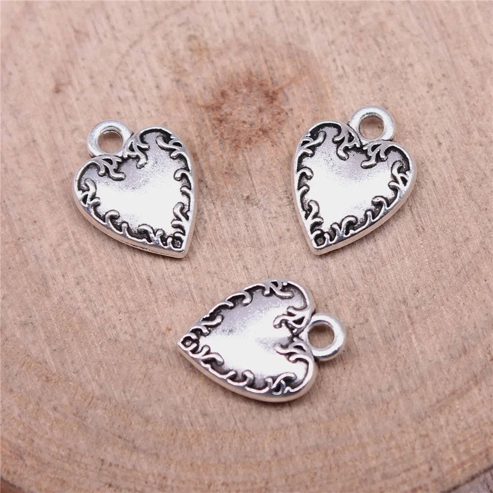 10pcs 13x9mm Charms Heart Pendants Making DIY Handmade Tibetan Finding Jewelry