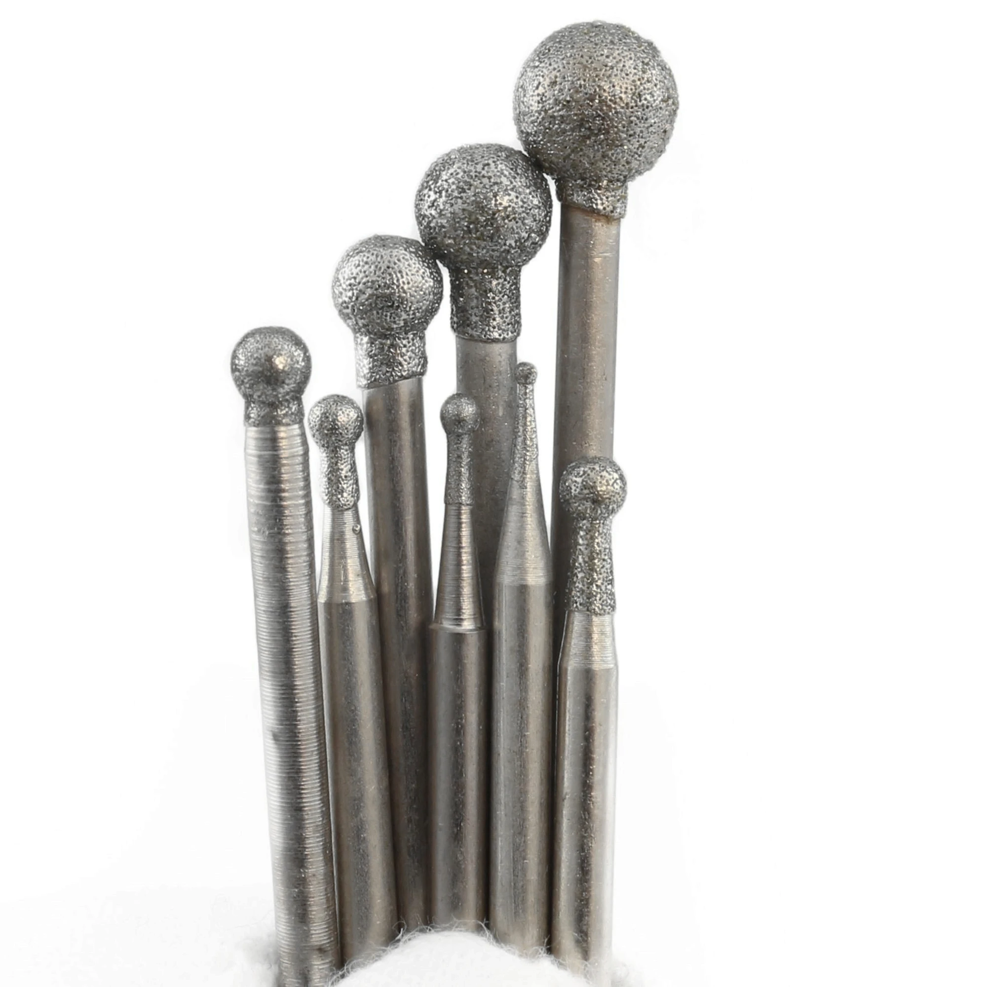 20Pcs 2.35mm Shank Diamond Coated Mounted Points Spherical Ball 0.5-8mm for Jewelry Stone Glass Grinding Carving for Dremel