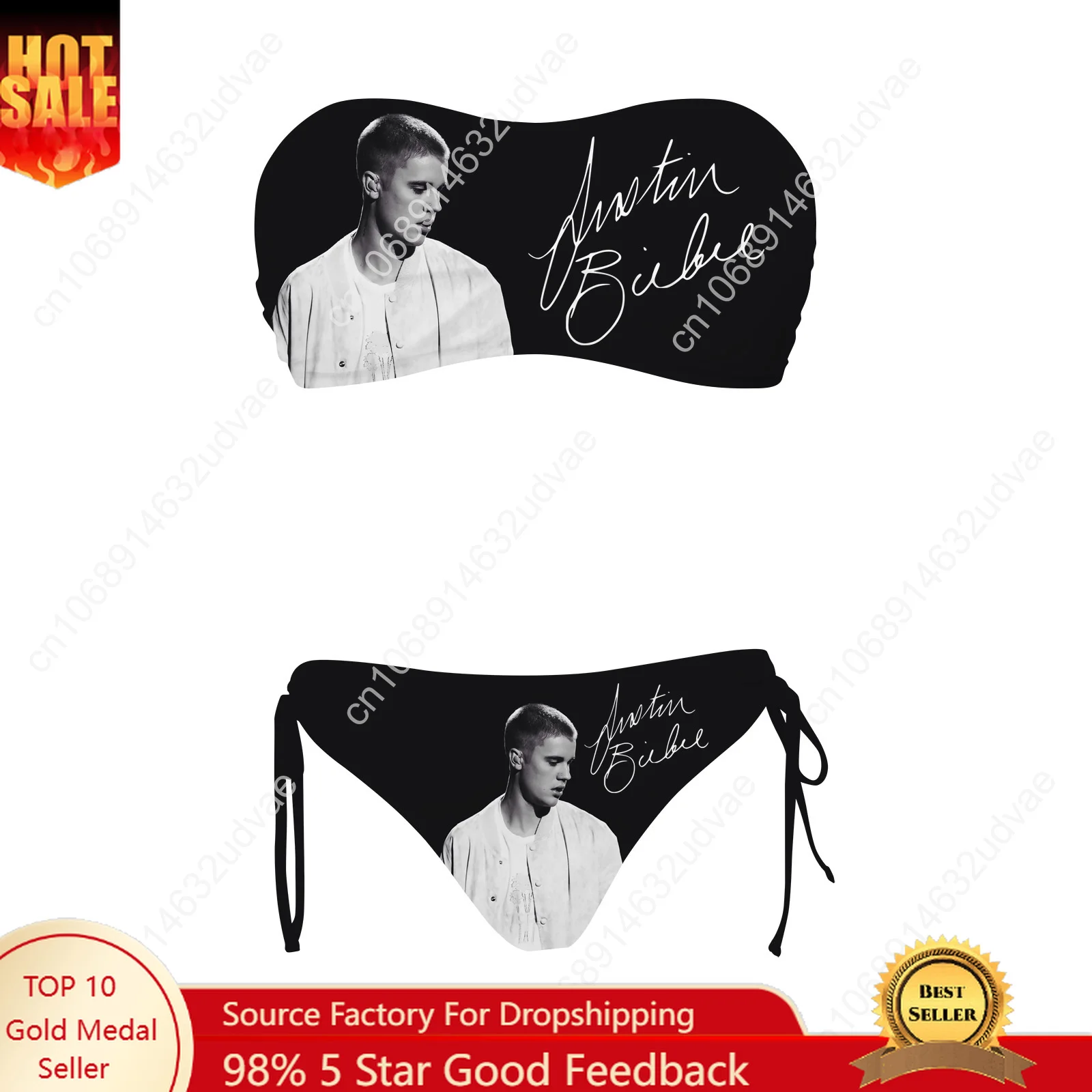 

Justin Bieber Swimsuit Womens Drawstring Two Piece Set Bathing Suits Personalized Swimwear Pool Party Bikini Customize Beachwear