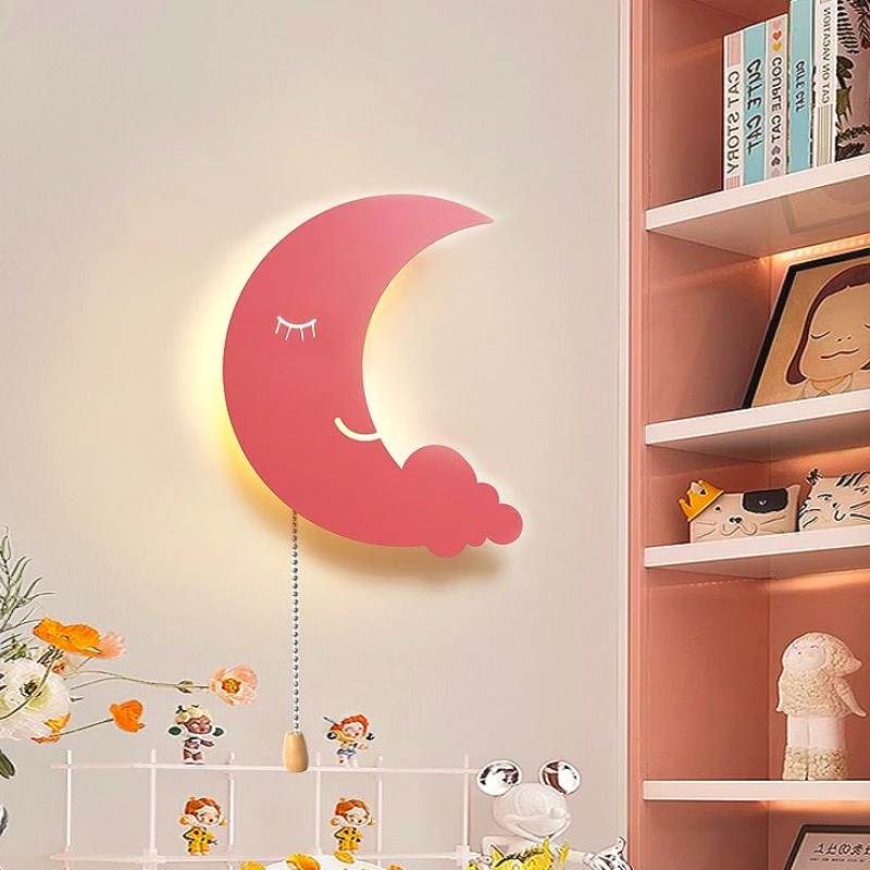 

Детский настенный светильник, перезаряжаемый беспроводной, ночник Moon Cloud Star, бра с питанием от USB/аккумулятора для прикроватной детской комнаты, детского сада