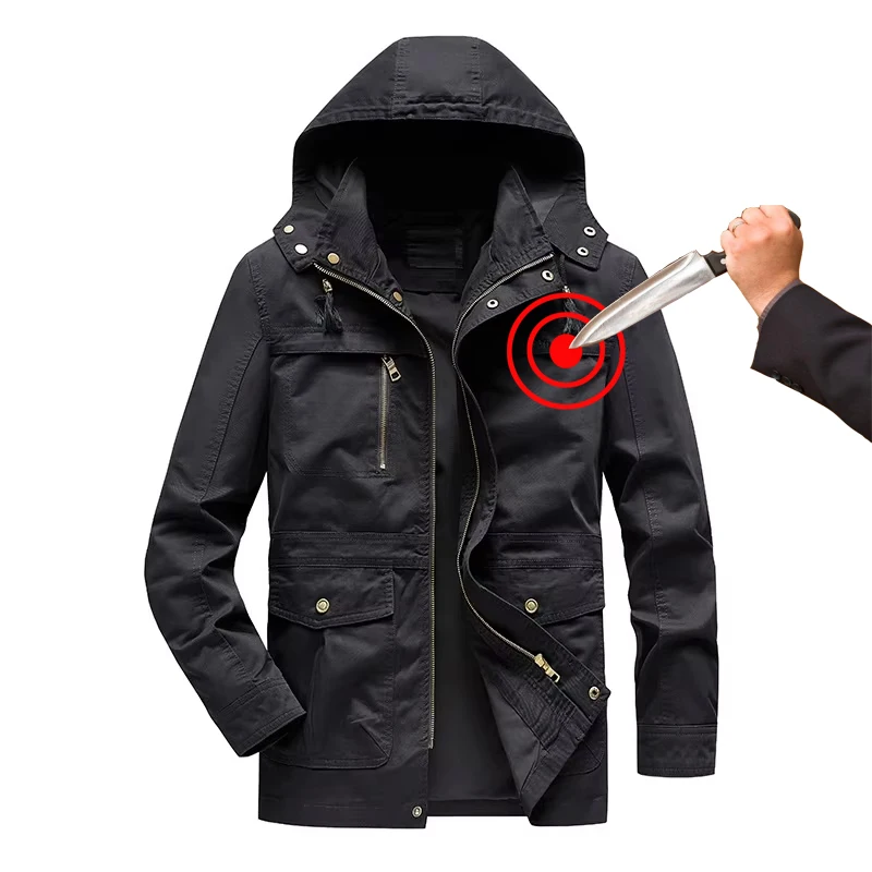 

Self Defense Safety Clothes Tactic Gear Stealth Anti Cut Men Jacket Coat Knife Cut Slash Proof Thorn Proof Security Officer tops