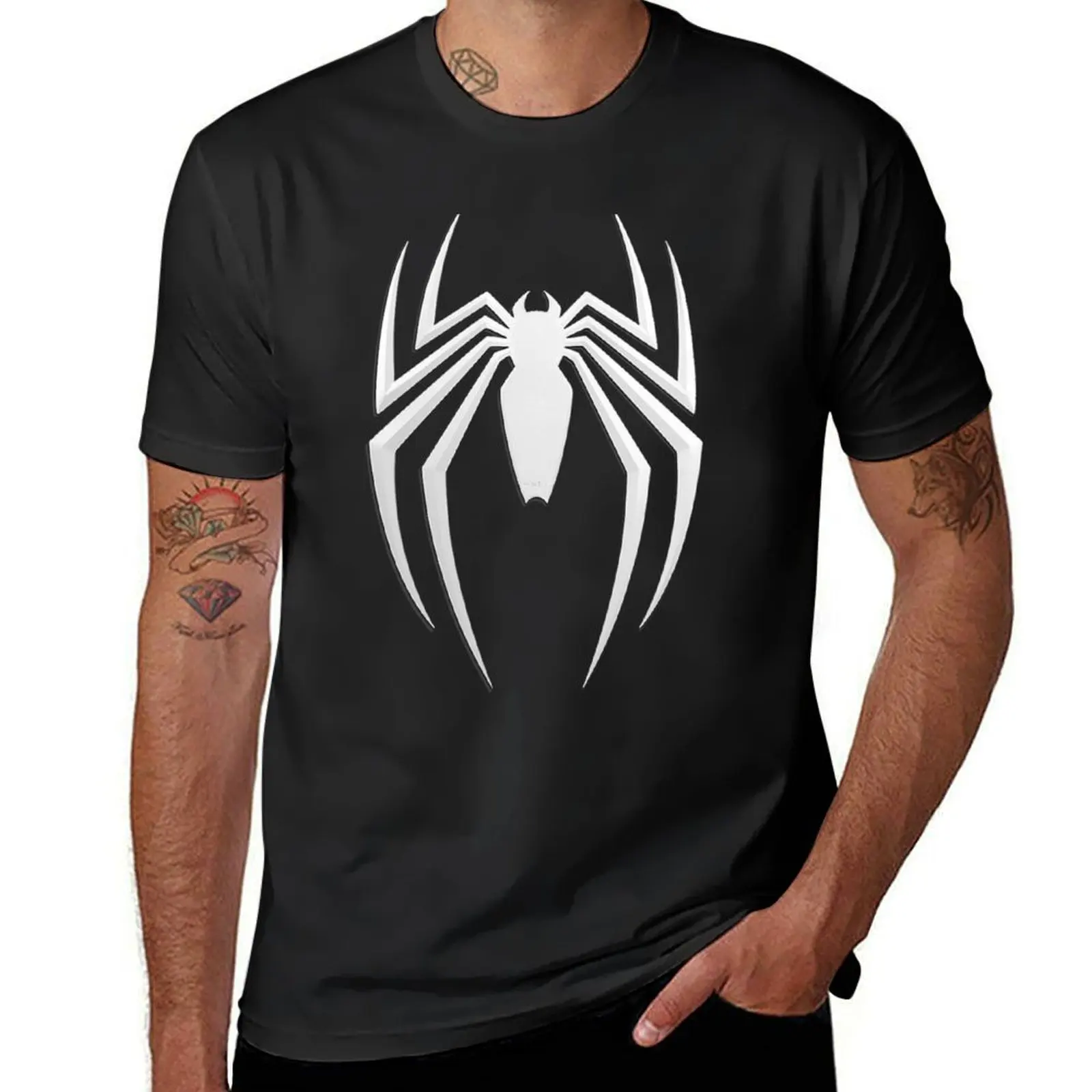 Hoge Kwaliteit Geavanceerde Pak Wit Spider Logo Embleem T-Shirt Blouse Hippie Kleding Vintage Kleding Heren Kleding