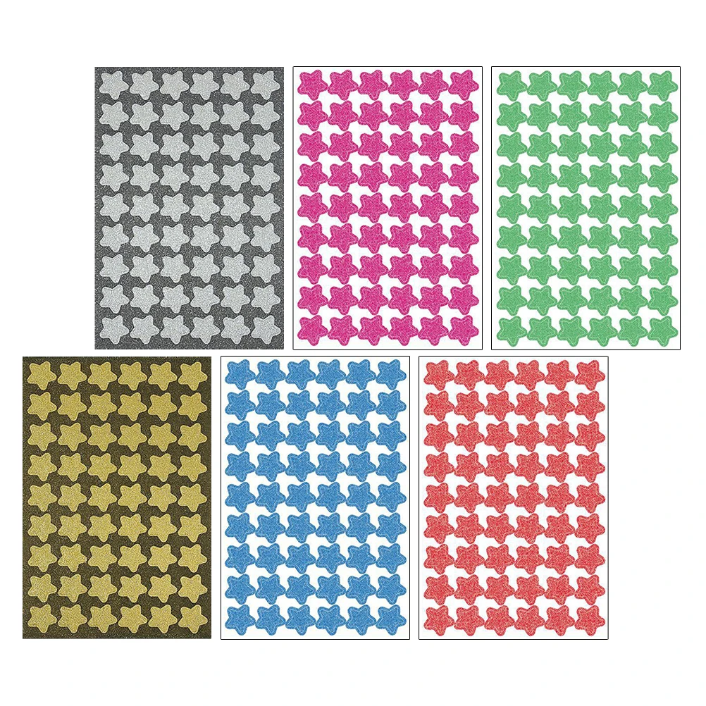 

6 Sheets Star Stickers Mini Reward Chart Grad Shape Children Student School Supplies Teachers Vibrant Colors Glitter Creative