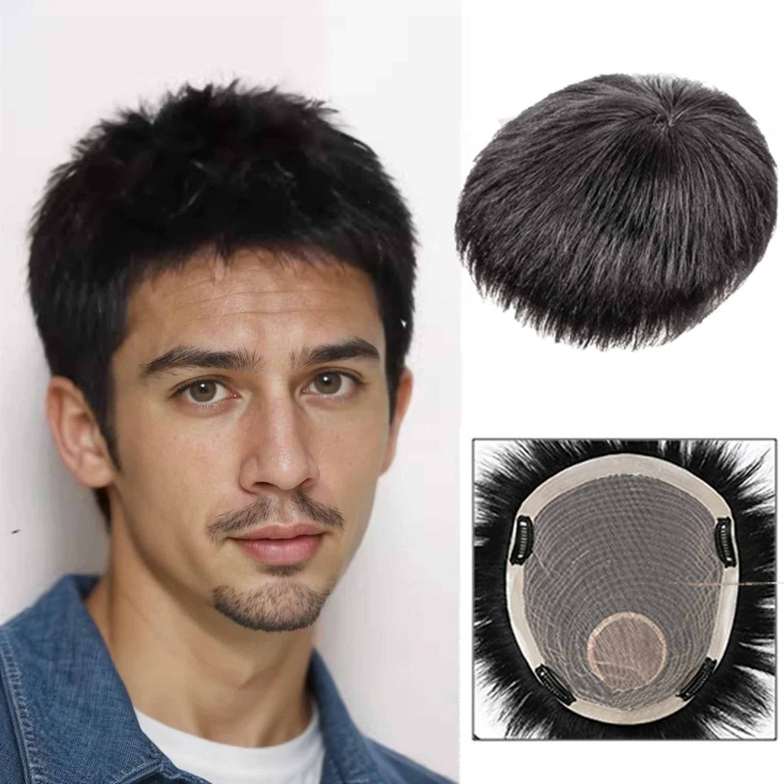 16*18 Toupee Men Lace PU Base Wig for Men Male Hair Prosthesis Breathable Man Wig Capillary Prosthesis Replacement System