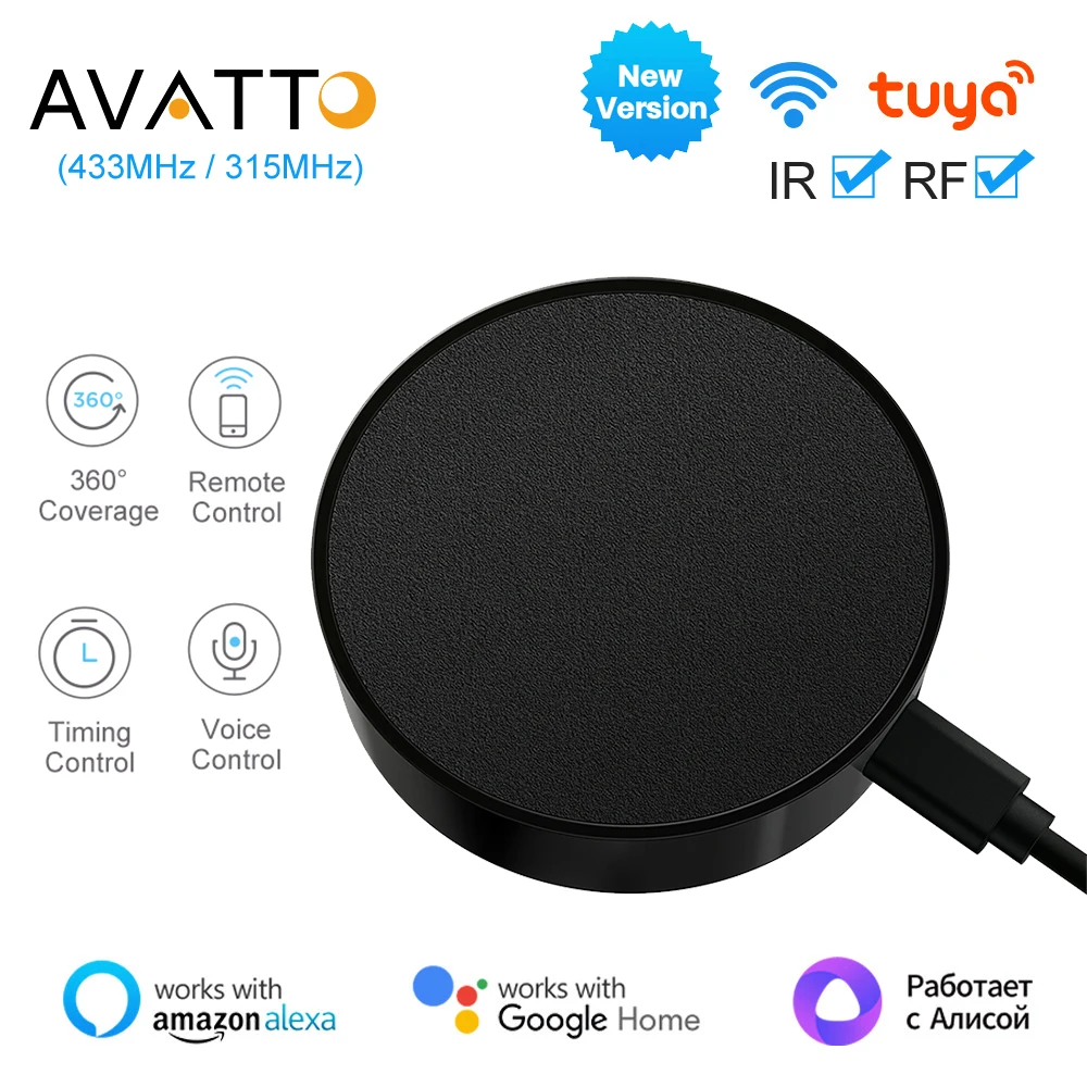 AVATTO Tuya Smart WiFi RF IR Remote Smart Home For Air Conditioner TV  Universal Infrared Control Works With Alexa, Google Home