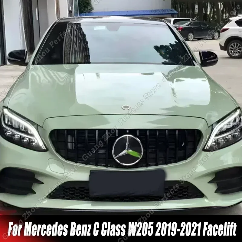 

GT Style Car Front Grill Grille Body Kits for Mercedes Benz C Class W205 C180 C200 C250 C300 C350 C450 C43 2019-2021 Facelift