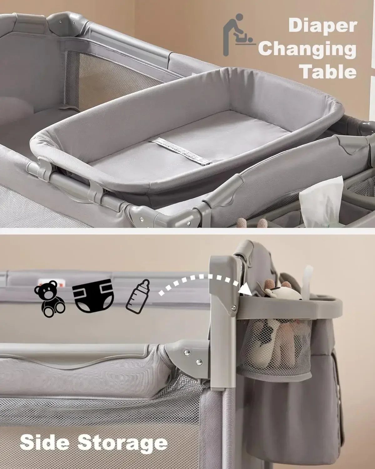Hot sale!Newborn Baby Bassinet Bedside Sleeper Playard Changing Table