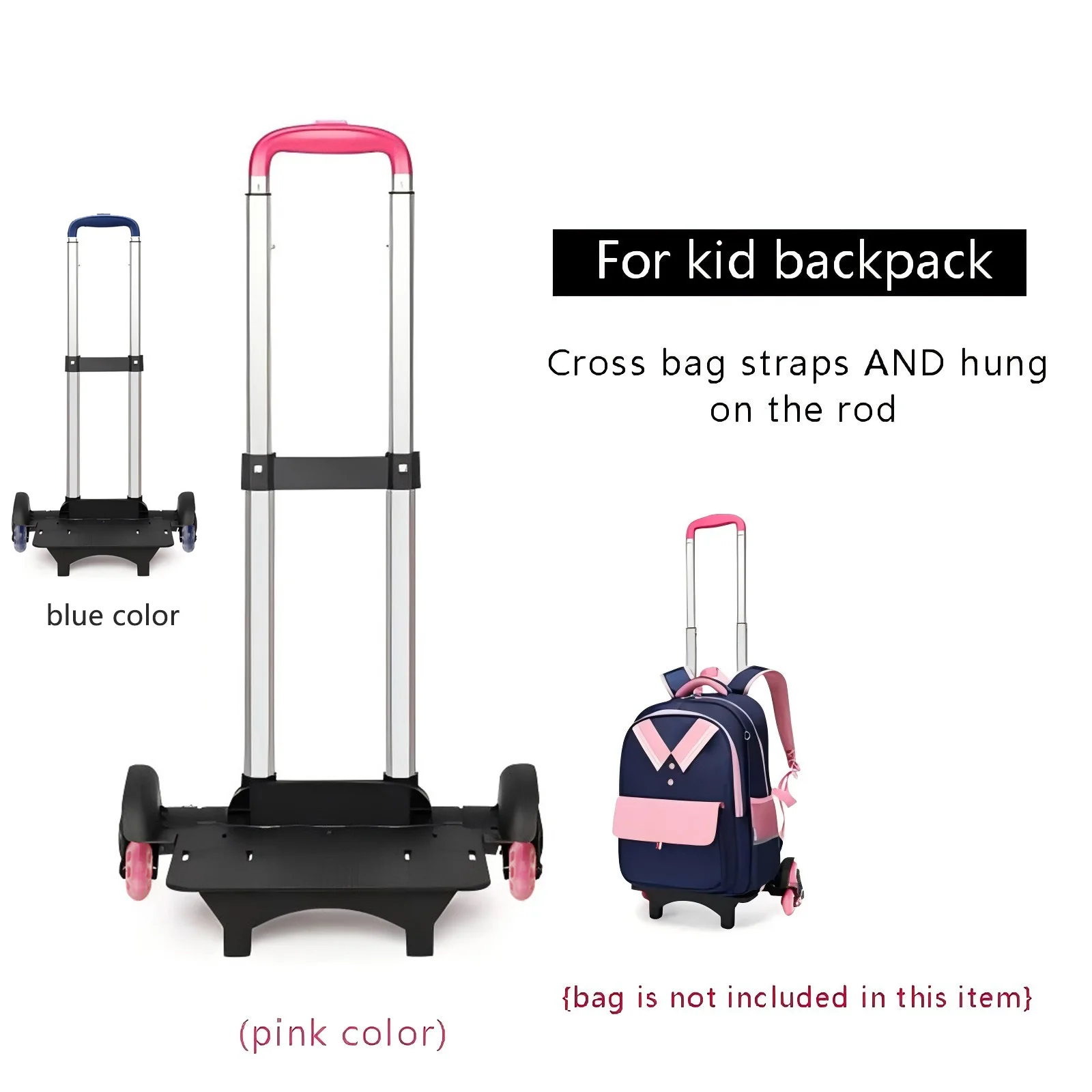 SUN EIGHT Kid Trolley Backpack Wheeled Bag School Bag For Children Wheels Expandable Rod High Function Trolly