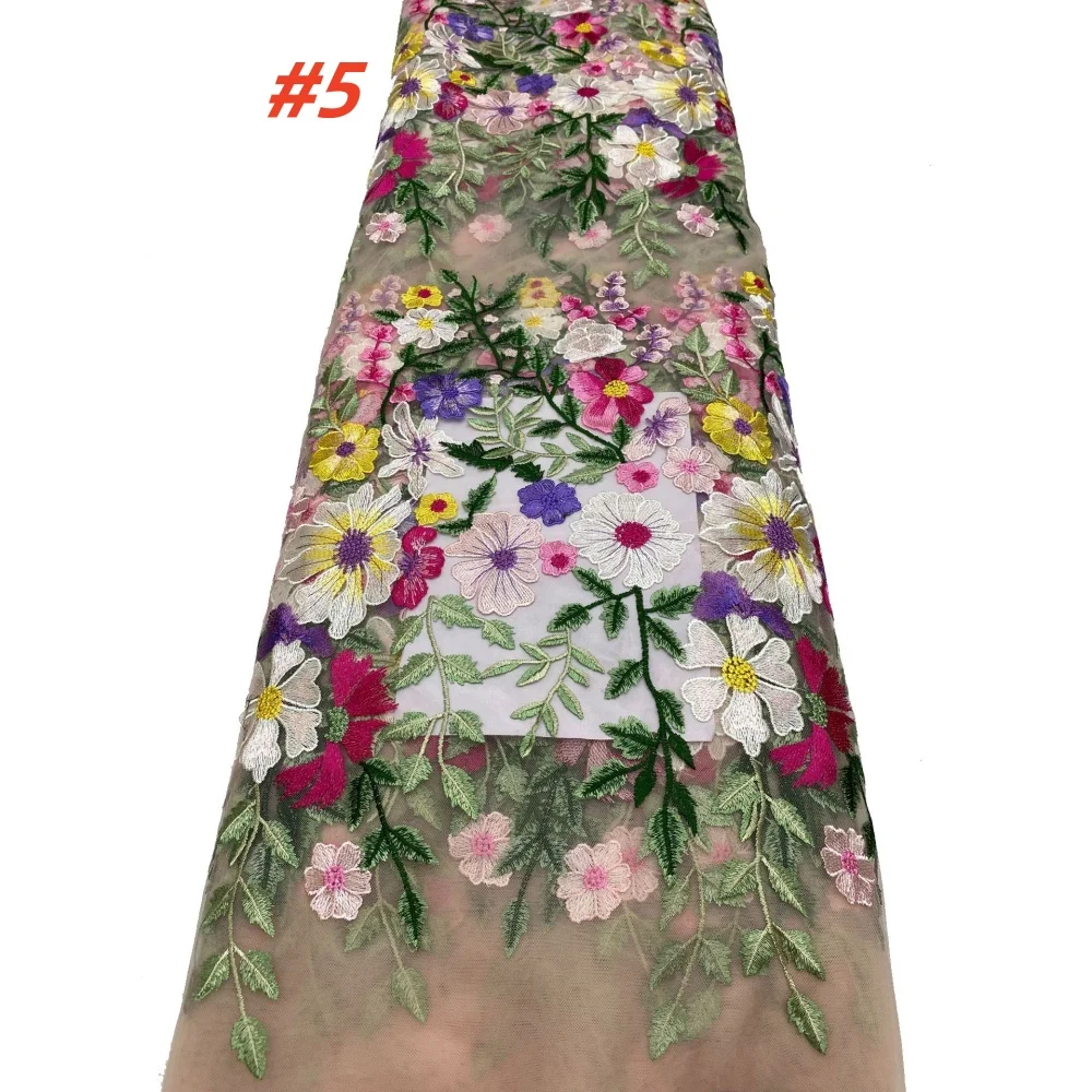 แอฟริกัน 3D ผ้าลูกไม้ทูลล์ 2025 คุณภาพสูงแอพพลิเคฝรั่งเศสดอกไม้เย็บปักถักร้อยไนจีเรียทูลงานแต่งงานวัสดุเย็บผ้า
