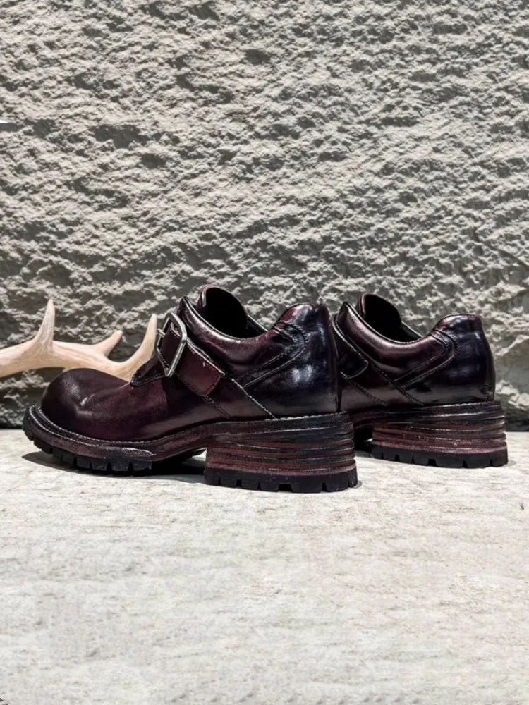 Sapatos sociais masculinos de alta qualidade, estilo italiano, vintage, couro legítimo, feitos à mão, negócios, sapatos plataforma casuais
