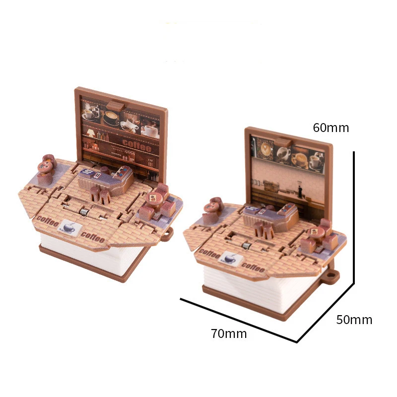 Fold Book Keychain Children Toy 3D Christmas Gift Anxiety Stress Relief Dinosaur Castle Christmas Mini Keyring Kids Toys Model view 6