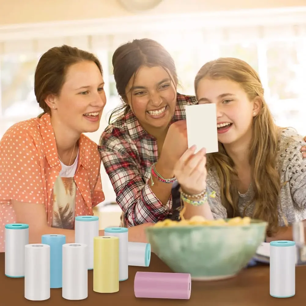 3Rolls 57x25mm Thermal Paper  Adhesive Sticker Label Paper Color Paper For  MINI printer PeriPage A6 PAPERANG A9 Photo Printer