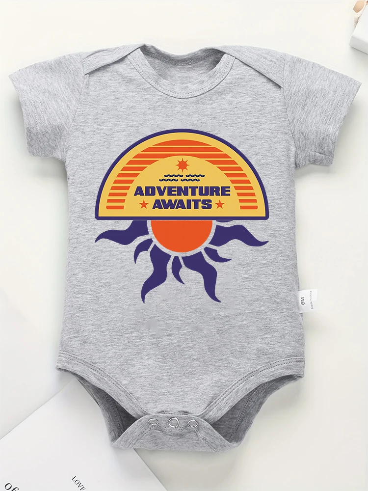 Adventure Awaits Toddler Boy Bodysuit Hipster Harajuku Summer Streetwear High Quality Cotton Infant Clothes Comfy Breathable