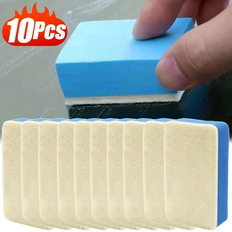 1-10Pcs Car Glass Oil Film Cleaning Wiper Durable Wool Eraser 9*5cm Car Polishing Sponges Car Windshield Oil Removal Tools