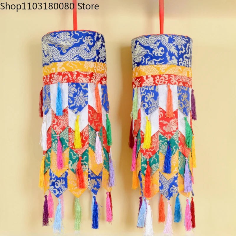 Fve colours DHVAJA Tibetan Patch tube Hang banner Auspicious Prayer flag  Interior Decorating