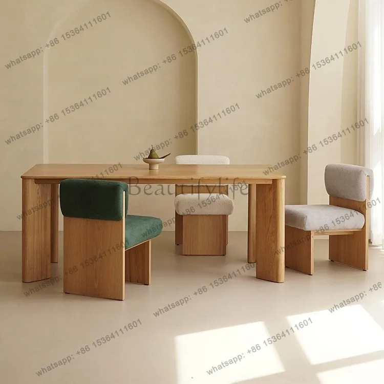 Japanese-style solid wood dining table modern simple rectangular ash wood homestay home