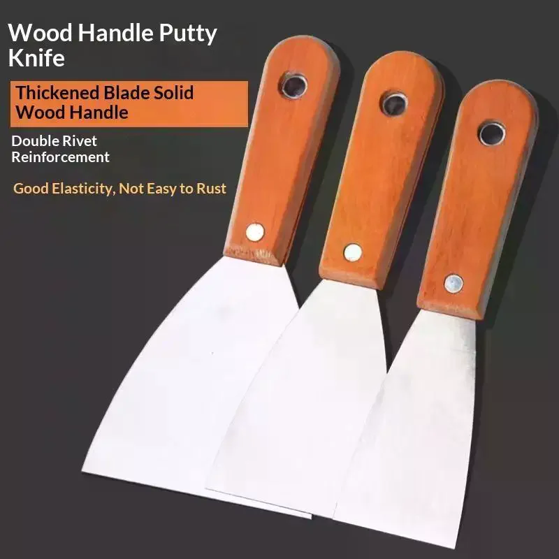 Putty Knife Heavy Duty Rustproof Thick Stainless Steel Blade Multi-Function Tool for Drywall Patching Wall Hole Filling Work
