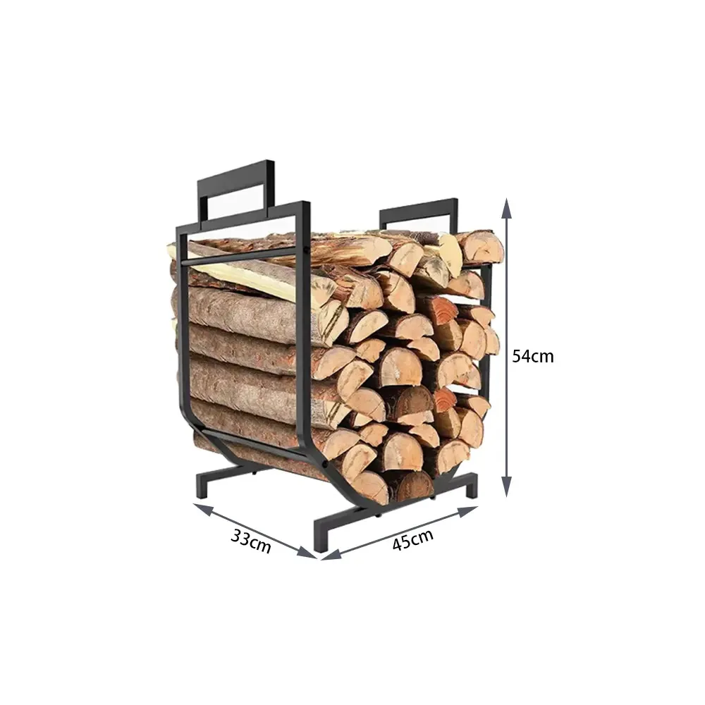 Modern Heavy Duty Metal Firewood Rack Outdoor Wood Storage Log Holder Elevated Base Standing Type for Better Ventilation Airflow