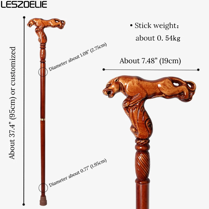 عصا مشي خشبية أنيقة قابلة للفصل على شكل الفهد من خشب الزان الألماني للرجال والنساء، دعامة أنيقة للمشي #3