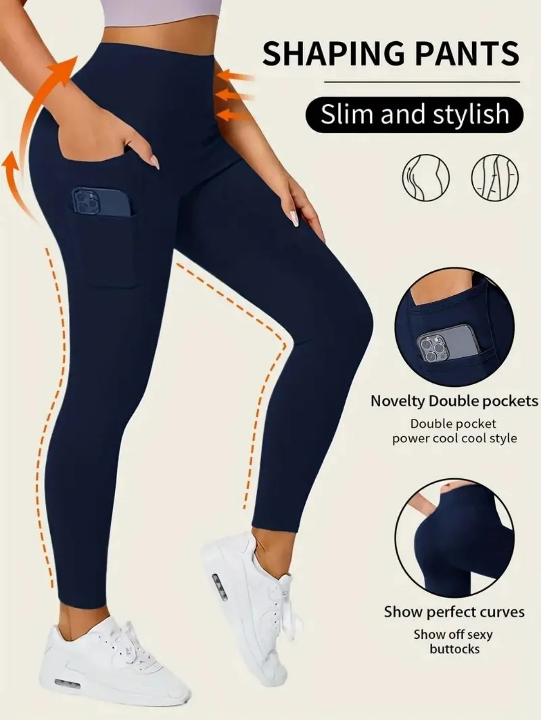 Pantalones de yoga de color sólido con bolsillo, leggings de fitness de alto estiramiento para mujer, entrenamiento con control de barriga, ropa deportiva para correr, 4-