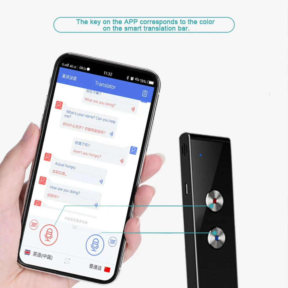 T8 مترجمات صوتية ذكية صغيرة محمولة 44 لغة في الوقت الحقيقي مترجم صوتي مترجم ذكي للسفر اللاسلكي