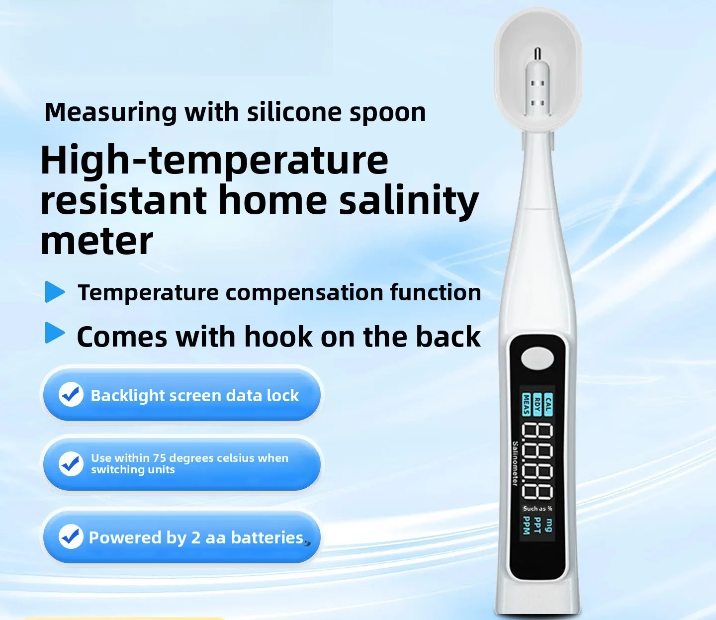 High Precision Salinity Tester Pen, Food Salt Meter, Salinometer for Kitchen Soup Brine Sauce Salt Content Test