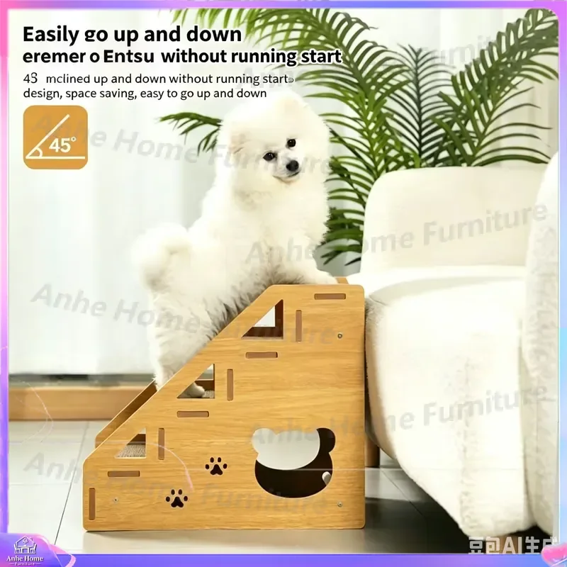 Solid Wood Pet Stairs for Small Dogs Cats Non Slip Wear Resistant Outdoor Removable Washable Steps for Sofa Bed Climbing